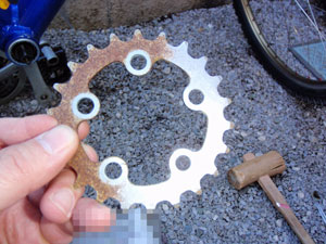 チェーンリングの錆取り