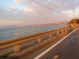 夕焼けの内房沿い