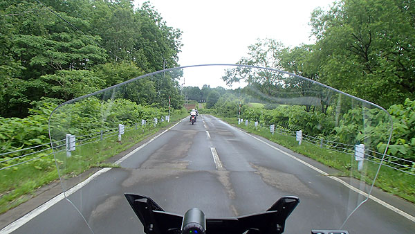 雨が降った形跡が路面上に